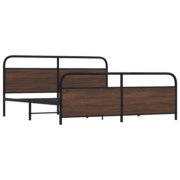 vidaXL Estrutura cama sem colchão 193x203 cm metal carvalho castanho