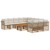 vidaXL Conjunto de Sof&aacute; de Jardim 12 unid. Natural e Branco Creme
