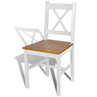 vidaXL Cadeiras de jantar 2 pcs madeira de pinho branco