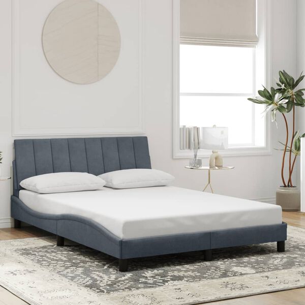 vidaXL Estrutura de cama sem colch&atilde;o Hanko 120x200 cm veludo cinzento-escuro