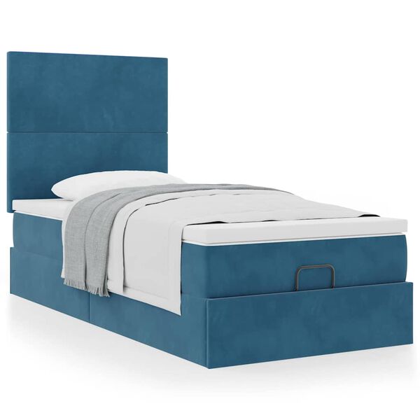 vidaXL Estrutura cama otomana colch&otilde;es 80x200 cm veludo azul escuro
