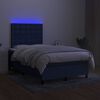 vidaXL Cama box spring c/ colch&atilde;o e LED 120x190 cm tecido azul
