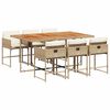 vidaXL 7 pcs conjunto de jantar p/ jardim com almofad&otilde;es vime PE bege