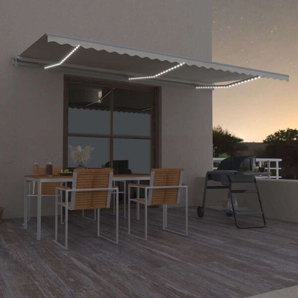 vidaXL Toldo automático com LED e sensor de vento 600x300 cm cor creme