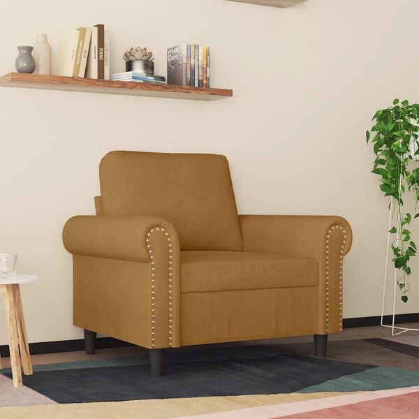 vidaXL Poltrona 60 cm veludo castanho