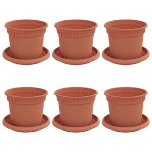 vidaXL Vasos de Plantas 6 unid. Vermelho Tijolo Pl&aacute;stico