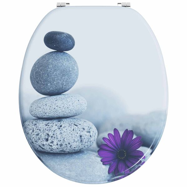 vidaXL Assento de Vaso Sanit&aacute;rio Cinzeto 44 x 38 cm Placa de MDF