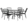 vidaXL Conj. cadeiras jardim encastrar 7pcs a&ccedil;o revestido p&oacute; antracite