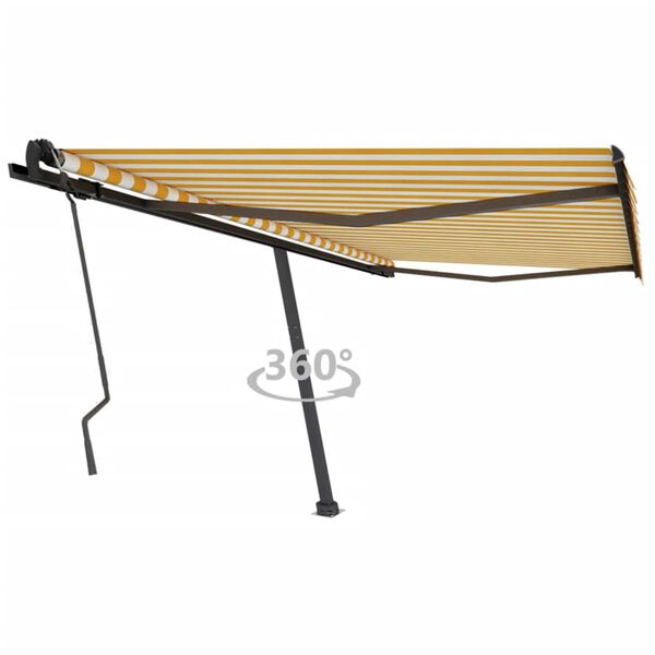 vidaXL Toldo retr&aacute;til manual independente 450x350 cm amarelo e branco