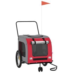 vidaXL Reboque bicicleta animais tecido oxford/ferro vermelho/cinzento
