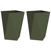 vidaXL Floreira 2 pcs Verde Oliva 50 x 50 x 75 cm A&ccedil;o