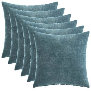vidaXL Capa almofada 6 unid. HEERLEN Azul 30 x 30 cm Tecido Chenille