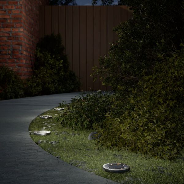 vidaXL Luzes solares para exterior com espig&otilde;es 12 pcs branco quente