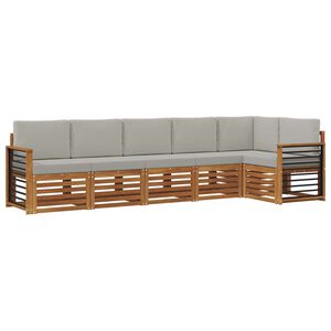 vidaXL Conjunto de Sof&aacute; Sectional 6 pcs Cinza Natural e Claro