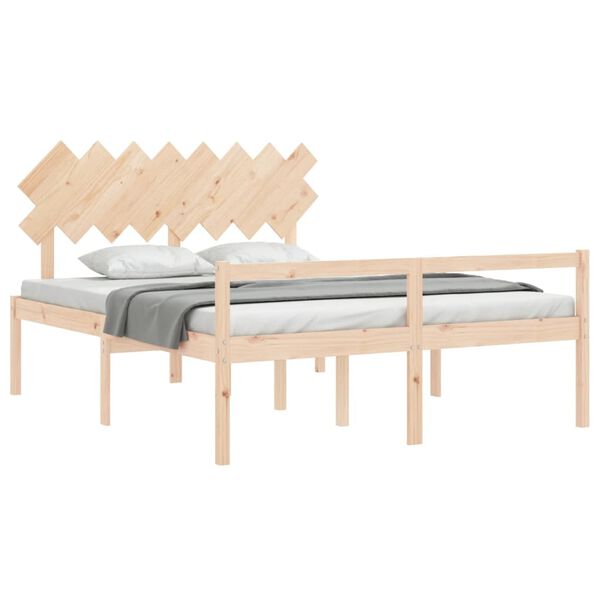vidaXL Cama para idosos com cabeceira 160x200 cm madeira maci&ccedil;a
