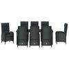 vidaXL Conjunto de Jantar para Jardim com almofada 9 pcs Preto vime PE