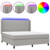 vidaXL Cama box spring c/ colch&atilde;o e LED 180x200 cm tecido cinza-claro