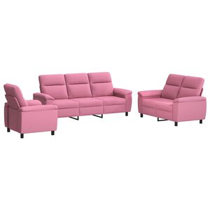 vidaXL Conjunto de Sof&aacute;s 3 pcs Rosa Tecido