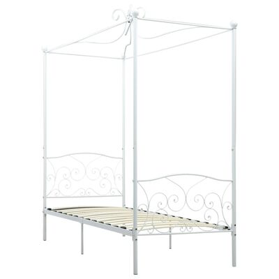 vidaXL Estrutura de cama com dossel 100x200 cm metal branco