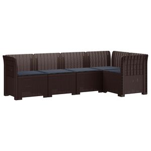 vidaXL Sof&aacute; de Jardim de 5 Pessoas com Almofadas Visual de Rattan PP