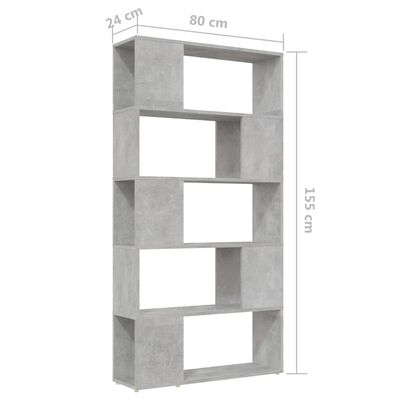 vidaXL Estante/divisória 80x24x155 cm contraplacado cinzento cimento