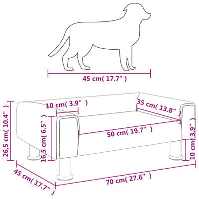 vidaXL Cama para cães 70x45x26,5 cm veludo rosa