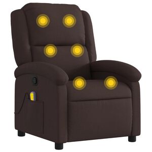 vidaXL Poltrona de massagens reclin&aacute;vel tecido castanho-escuro