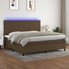 vidaXL Cama box spring c/ colch&atilde;o/LED 200x200cm tecido castanho-escuro