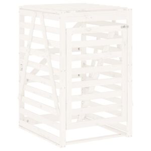 vidaXL Abrigo para caixote do lixo 84x90x128,5 cm pinho maci&ccedil;o branco