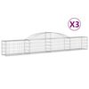vidaXL Cestos gabi&atilde;o arqueados 3 pcs 300x30x40/60 cm ferro galvanizado
