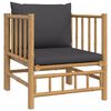 vidaXL 7pcs conj. lounge de jardim bambu c/ almofadões cinzento-escuro