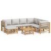 vidaXL 8 pcs conj. lounge de jardim bambu c/ almofad&otilde;es cinzento-claro