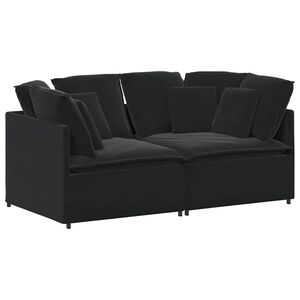 vidaXL Sof&aacute; modular com almofadas veludo preto