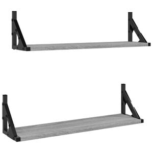 vidaXL Prateleiras de parede 2 pcs 60x15x15,5 cm cinzento sonoma