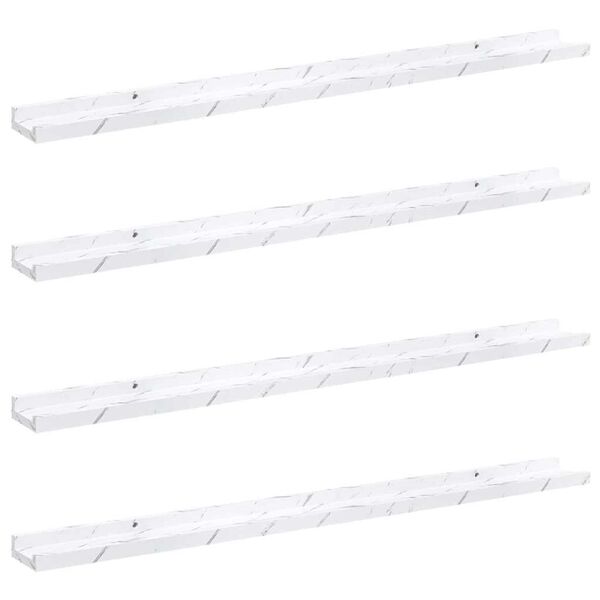 vidaXL Prateleira de Parede 4 pcs M&aacute;rmore Branco 100 x 9 x 3 cm