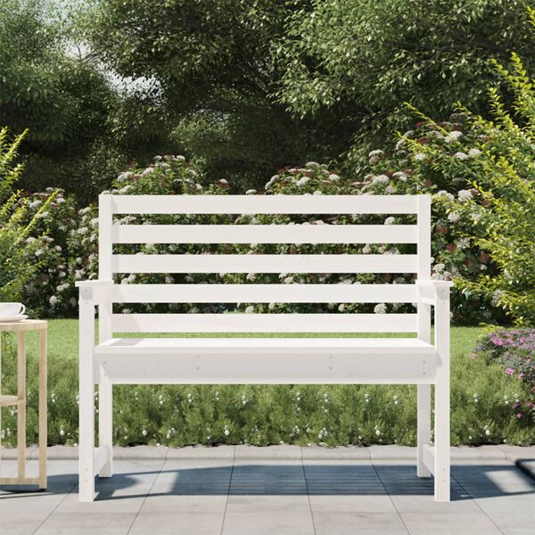 vidaXL Banco de jardim 109x48x91,5 cm madeira de pinho maci&ccedil;a branco