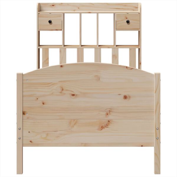 vidaXL Cama com estante sem colchão 90x200 cm pinho maciço