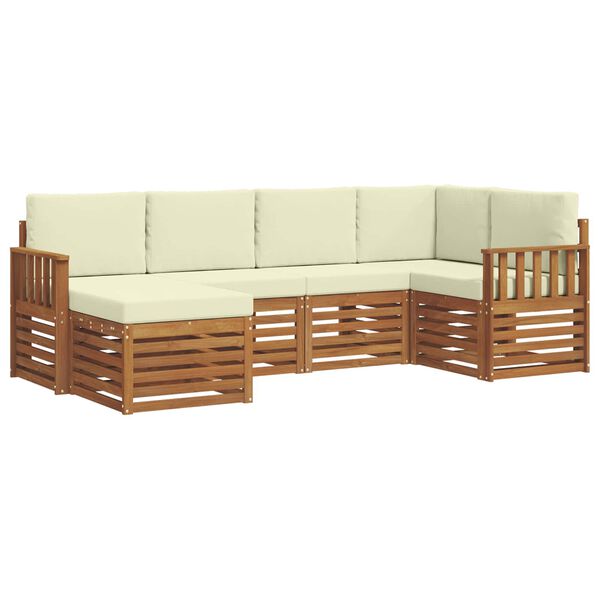 vidaXL Conjunto de Sof&aacute; Sectional com almofada 6 pcs Natural e Creme