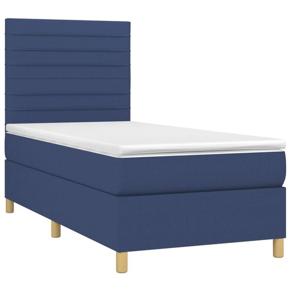 vidaXL Cama box spring c/ colch&atilde;o e LED 80x200 cm tecido azul