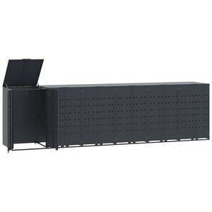 vidaXL Abrigo para 6 caixotes do lixo 414x79x117 cm a&ccedil;o antracite