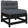 vidaXL 7 pcs conjunto lounge jardim c/ almofad&otilde;es madeira maci&ccedil;a preto