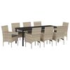 vidaXL Conjunto de Jantar para Jardim 9 pcs Cinzento-claro vime PE
