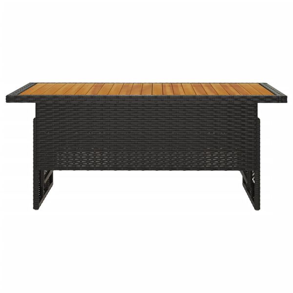 vidaXL Mesa de jardim 100x50x43/63 cm acácia maciça/vime PE preto