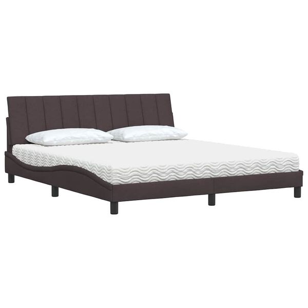 vidaXL Cama com colch&atilde;o Hanko 180x200 cm tecido castanho-escuro