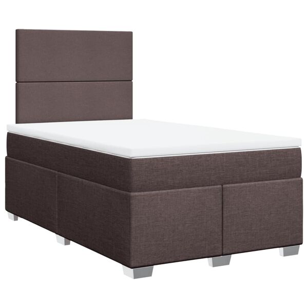 vidaXL Cama boxspring com colch&atilde;o 120x190 cm tecido castanho-escuro