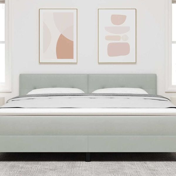 vidaXL Cabeceira com cabeceira Cinzento-claro 180 cm Couro Sint&eacute;tico