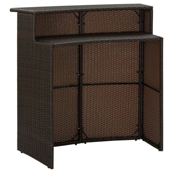 vidaXL Mesa de bar para jardim 120x55x110 cm vime PE castanho