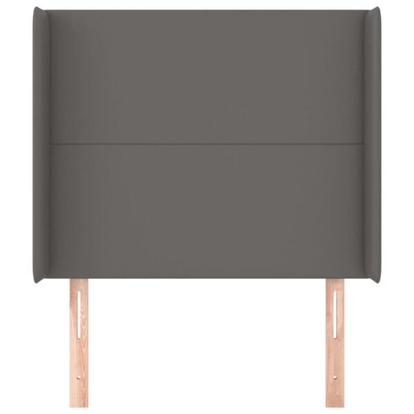 vidaXL Cabeceira cama c/ abas couro artif. 103x16x118/128 cm cinzento