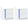 vidaXL Mesas de cabeceira c/ luzes LED 2 pcs derivados madeira branco