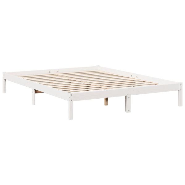 vidaXL Cama extra longa sem colch&atilde;o 160x220 cm pinho maci&ccedil;o branco